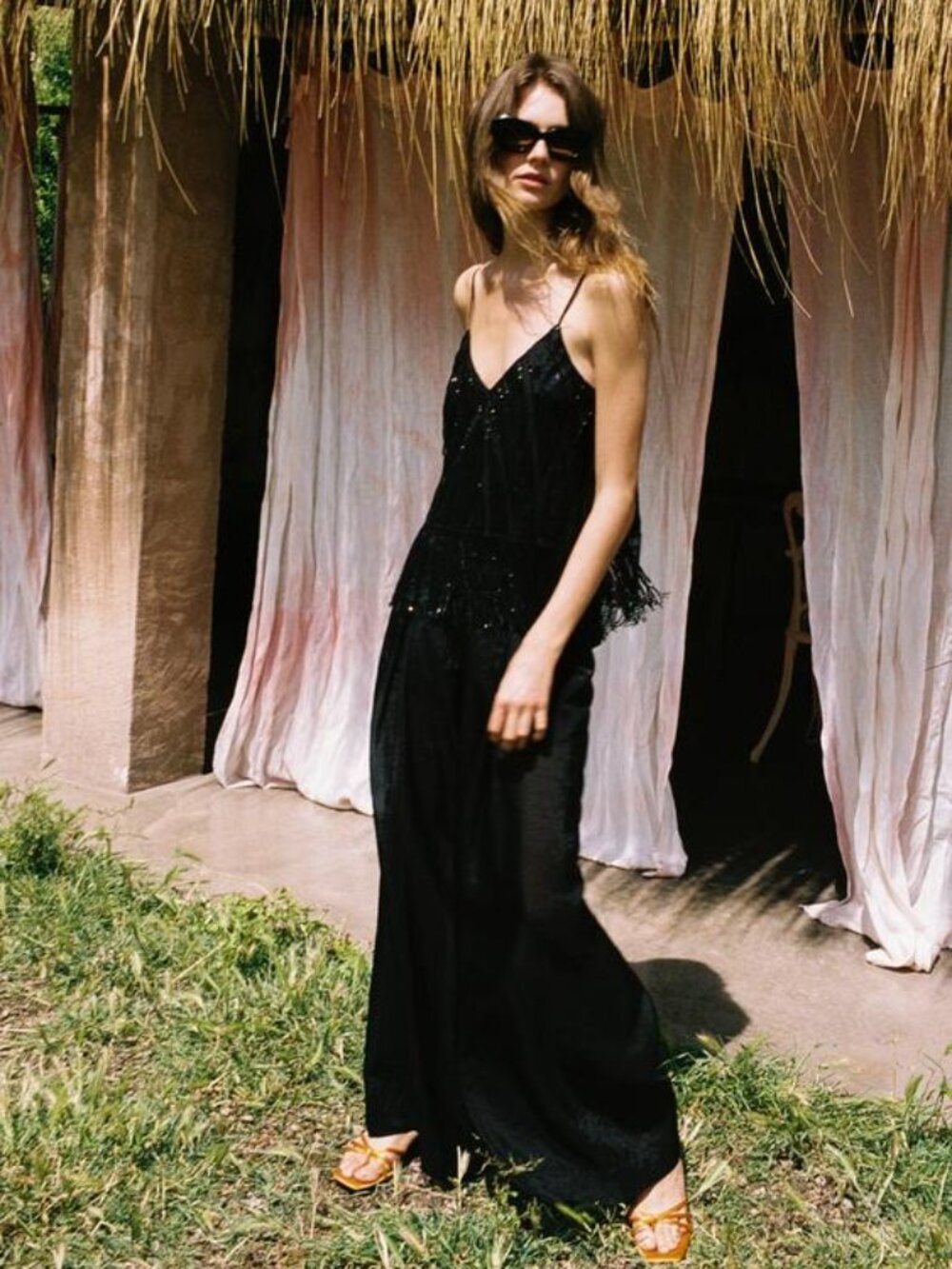 ZARA SEMI-SHEER WIDE LEG PANTS - Picture 2 of 8